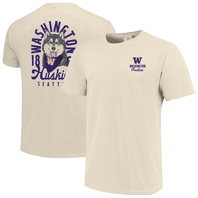 T-shirt à superposition de mascotte Comfort Colors pour homme avec motif Washington Huskies couleur crème