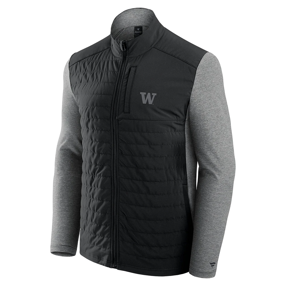 Veste zippée entièrement ton sur avec logo principal des Washington Huskies Fanatics pour homme, noire