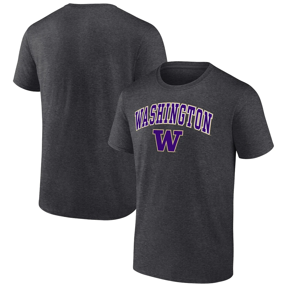 T-shirt du campus des Washington Huskies de marque fanatiques pour hommes, charbon chiné