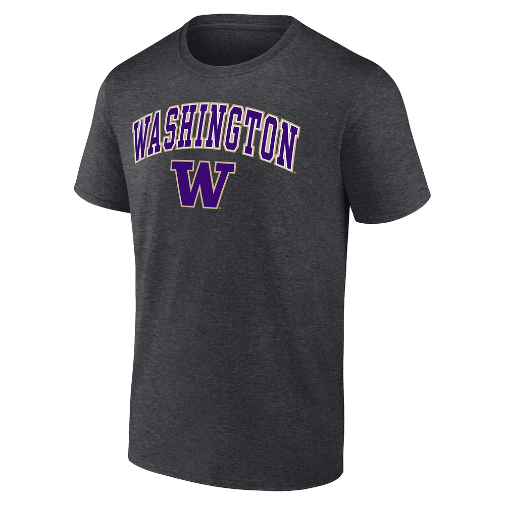 T-shirt du campus des Washington Huskies de marque fanatiques pour hommes, charbon chiné