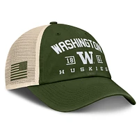 Men's Fanatics Olive Washington Huskies OHT Military Appreciation Frontier Trucker Adjustable Hat
