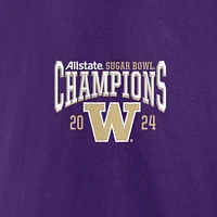 Fanatics pour hommes violet Washington Huskies College Football Playoff 2024 Sugar Bowl Champions Score T-shirt