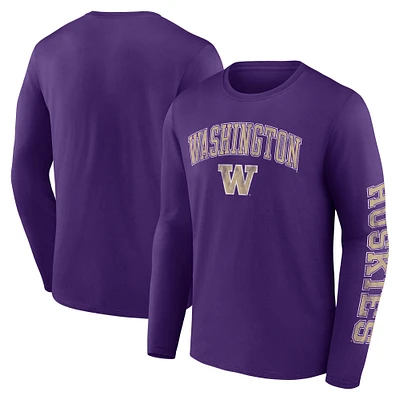 T-shirt violet à manches longues avec logo en détresse des Washington Huskies Fanatics pour hommes