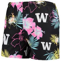 Men's FOCO Black Washington Huskies Neon Floral Swim Trunks