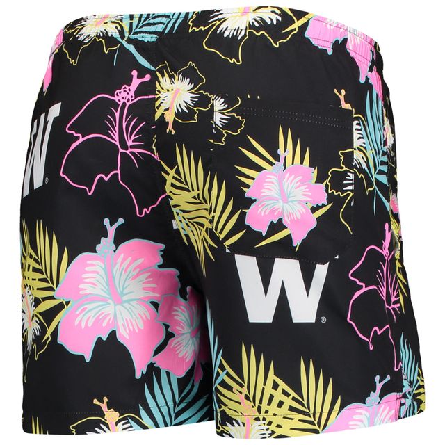 Maillot de bain à fleurs néon FOCO noir Washington Huskies pour hommes