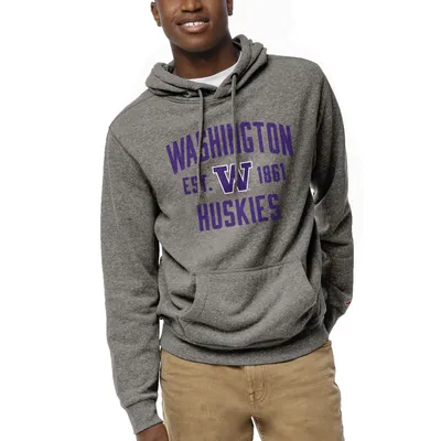 Washington Huskies League Collegiate Wear Heritage Tri-Blend Pullover Hoodie - Heather Gray
