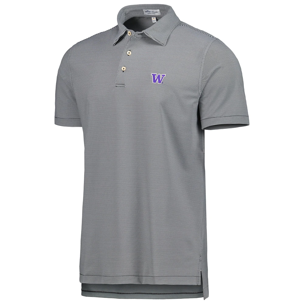 Polo en jersey rayé Performance Peter Millar Washington Huskies Jubilee pour homme, noir/blanc