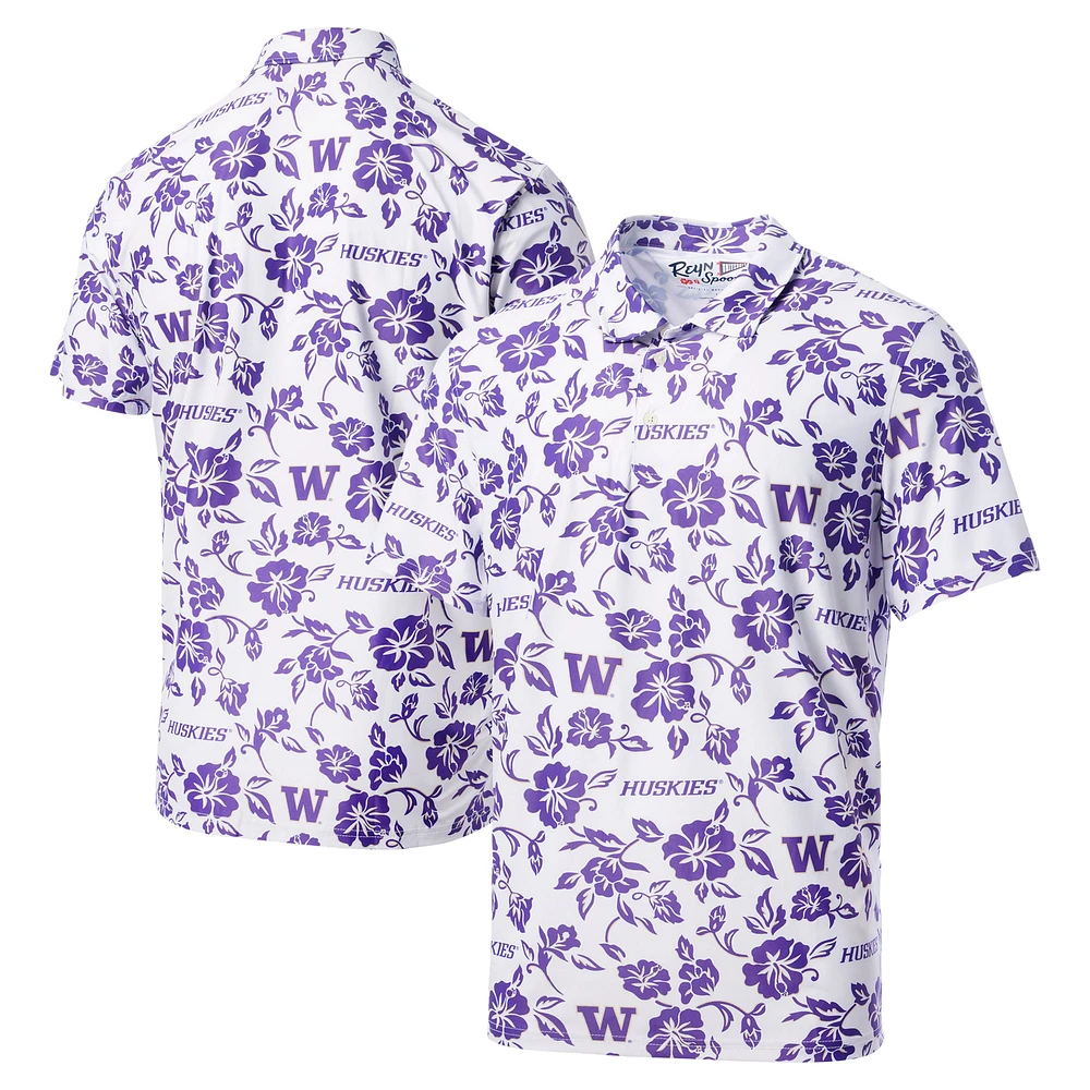 Polo Performance Reyn Spooner blanc pour homme des Washington Huskies