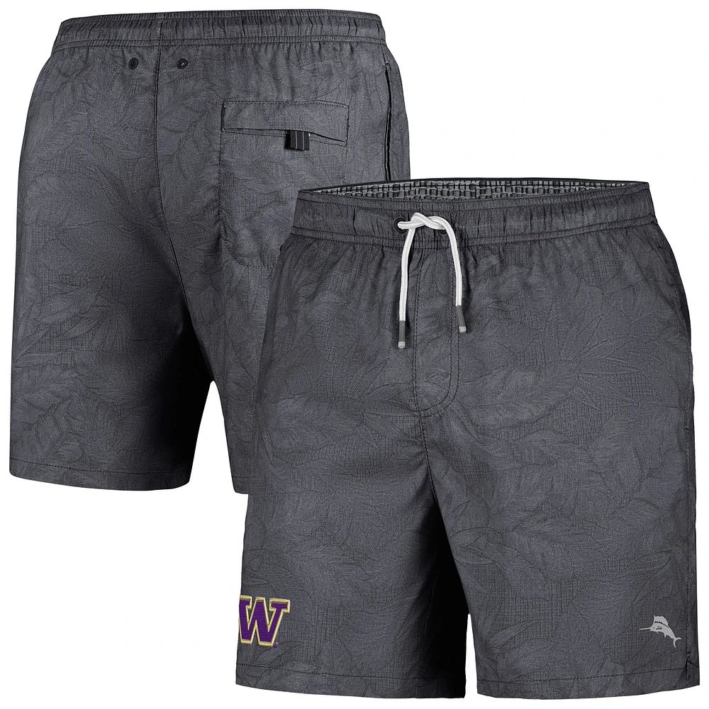 Maillot de bain Tommy Bahama Black Washington Huskies Naples Layered Leaves pour homme