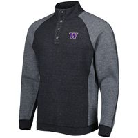 Men's Tommy Bahama Black Washington Huskies Sport Scrimmage Snap Mock Neck Raglan Button-Up Jacket