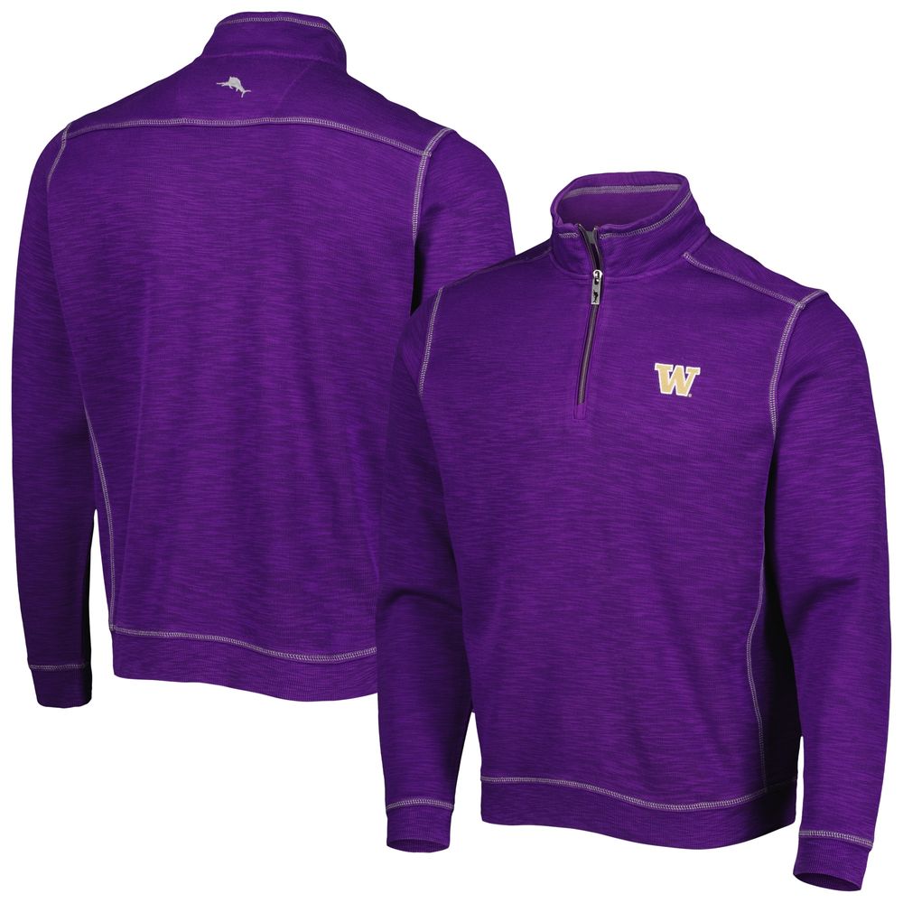 Men's Tommy Bahama Purple Washington Huskies Sport Tobago Bay Tri-Blend Mock Neck Half-Zip Jacket