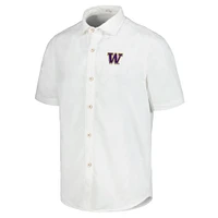 Men's Tommy Bahama White Washington Huskies Coconut Point Palm Vista IslandZone Camp Button-Up Shirt