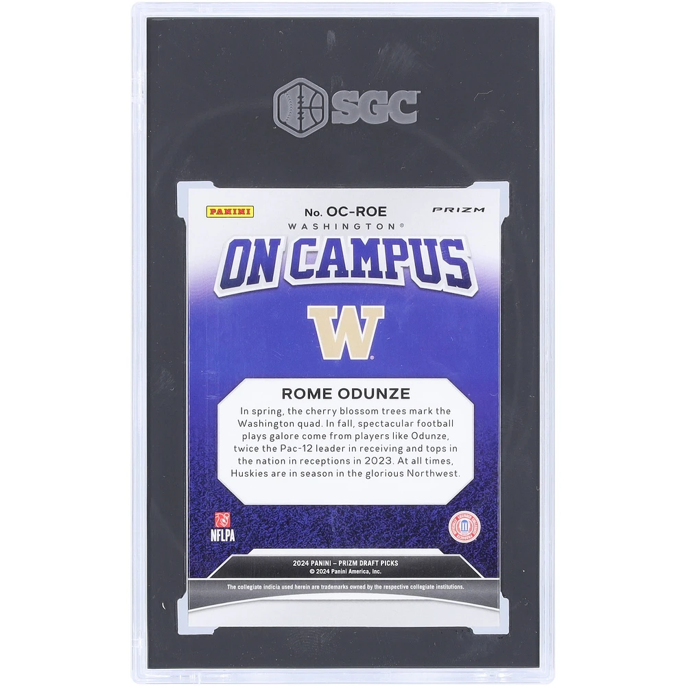 Rome Odunze Washington Huskies 2024 Panini Prizm Draft Picks On Campus #OC-ROE SGC Authenticated 10 Rookie Card