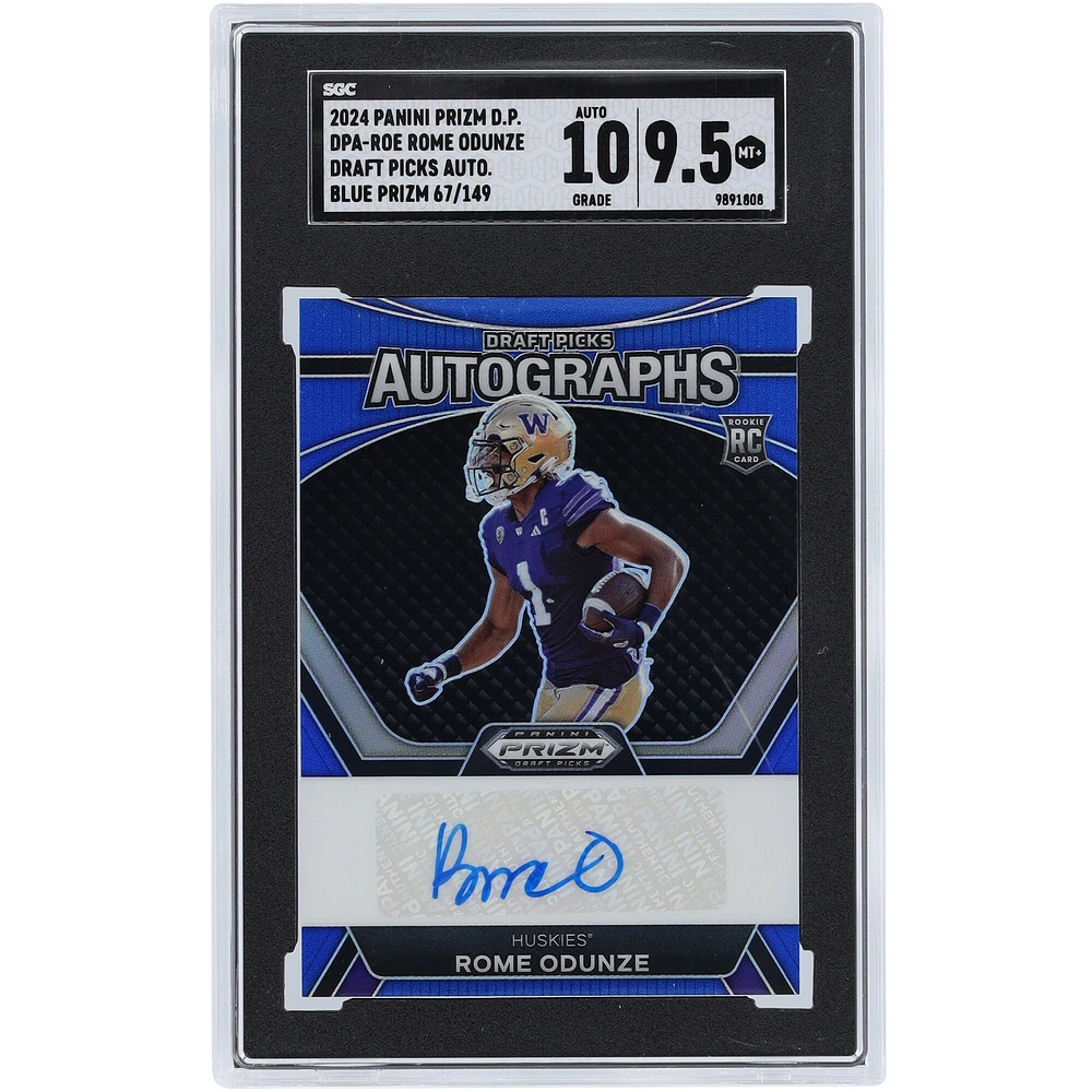 Rome Odunze Washington Huskies Autographié 2024 Panini Prizm Draft Picks Bleu Prizm Draft Pick #DPA-ROE #67/149 SGC Authentifié 9.5/10 Carte Rookie