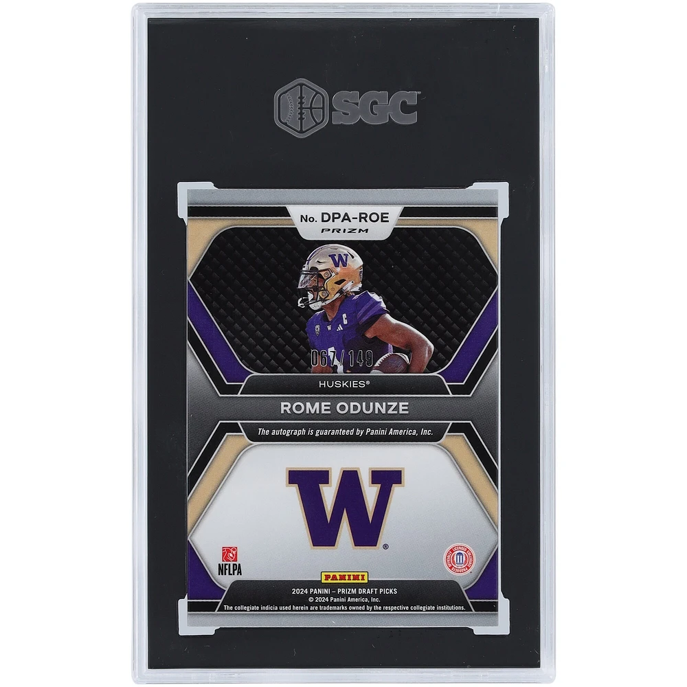 Rome Odunze Washington Huskies Autographié 2024 Panini Prizm Draft Picks Bleu Prizm Draft Pick #DPA-ROE #67/149 SGC Authentifié 9.5/10 Carte Rookie