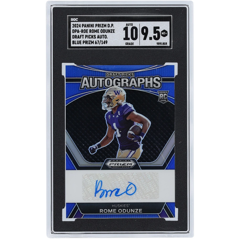 Rome Odunze Washington Huskies Autographié 2024 Panini Prizm Draft Picks Bleu Prizm Draft Pick #DPA-ROE #67/149 SGC Authentifié 9.5/10 Carte Rookie