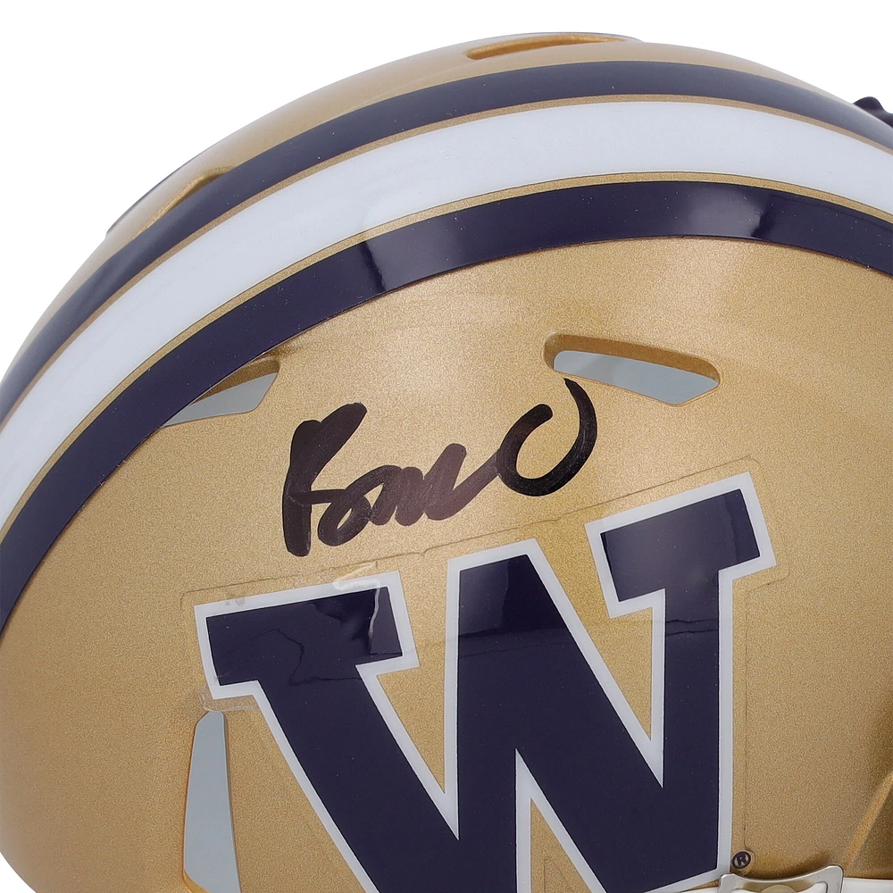 Casque Riddell Speed ​​Mini autographié par Rome Odunze des Washington Huskies