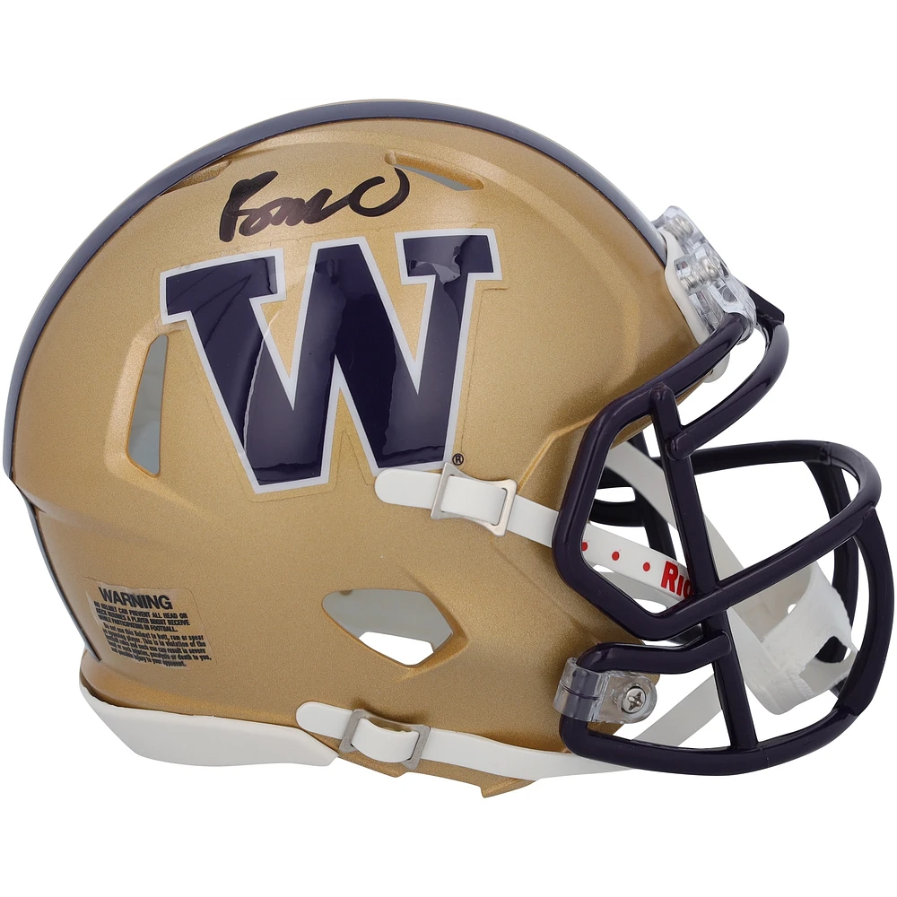 Casque Riddell Speed Mini autographié par Rome Odunze des Washington Huskies