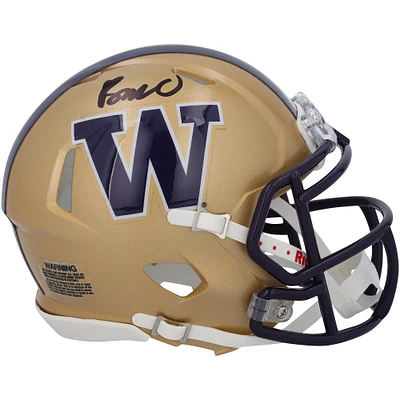 Casque Riddell Speed ​​Mini autographié par Rome Odunze des Washington Huskies