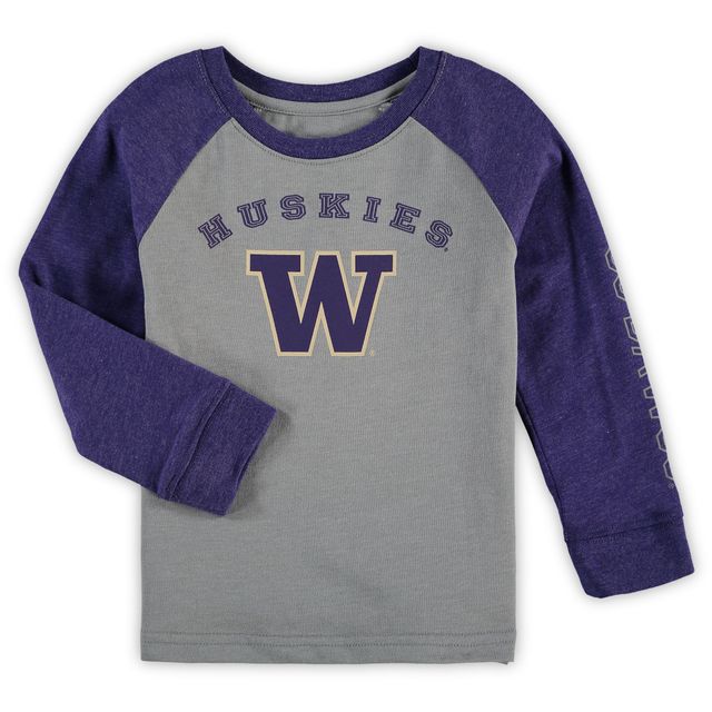 T-shirt raglan à manches longues Washington Huskies Colosseum gris chiné pour tout-petit