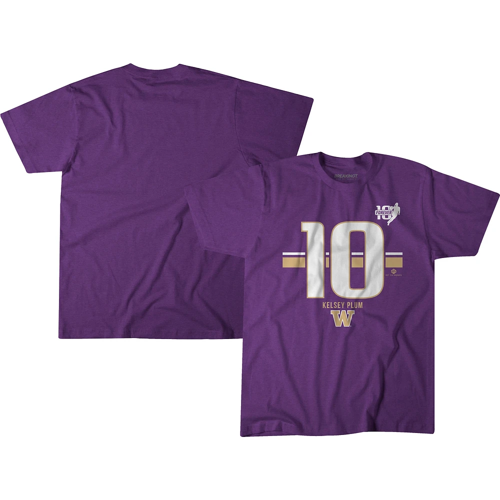 Unisex BreakingT Kelsey Plum Purple Washington Huskies Name & Number Striped T-Shirt