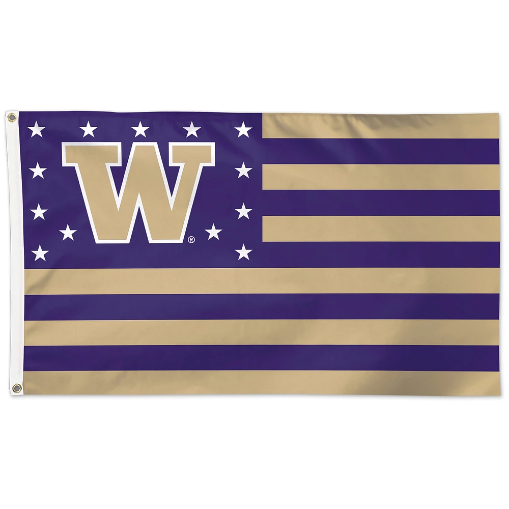 WinCraft Washington Huskies 3' x 5' Stars & Stripes Drapeau unilatéral