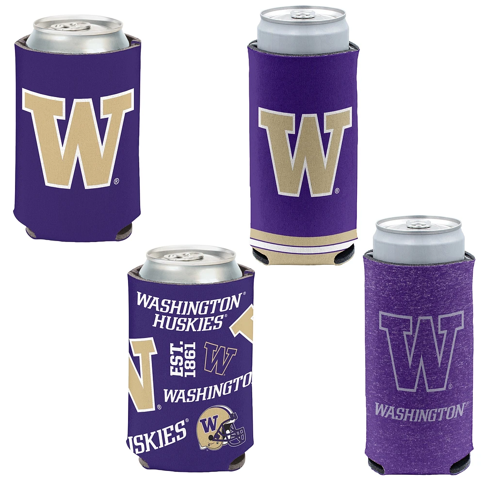 WinCraft Washington Huskies Slim & 12oz. Can Cooler 4-Pack Set