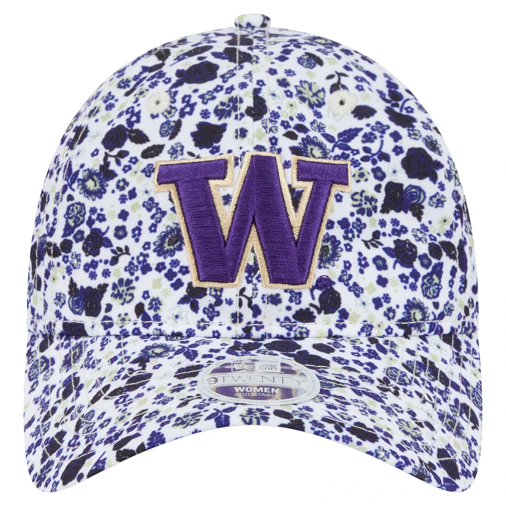 Women's New Era  White Washington Huskies Blooming 9TWENTY Adjustable Hat