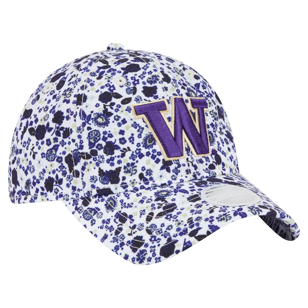 Women's New Era  White Washington Huskies Blooming 9TWENTY Adjustable Hat
