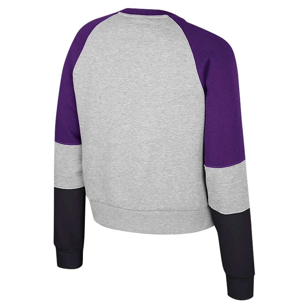 Sweat-shirt à col rond et strass Katinka pour femme Colosseum Heather Grey Washington Huskies