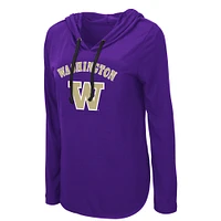 Women's Colosseum Purple Washington Huskies My Lover Lightweight Hooded Long Sleeve T-Shirt