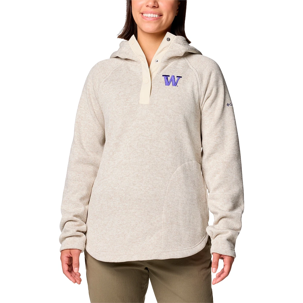 Sweat à capuche doublé en polaire Columbia White Washington Huskies pour femme