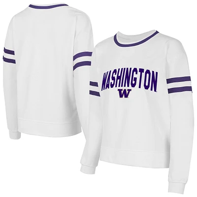 Women's Concepts Sport  White Washington Huskies Borough French Terry Arch Over Long Sleeve T-Shirt