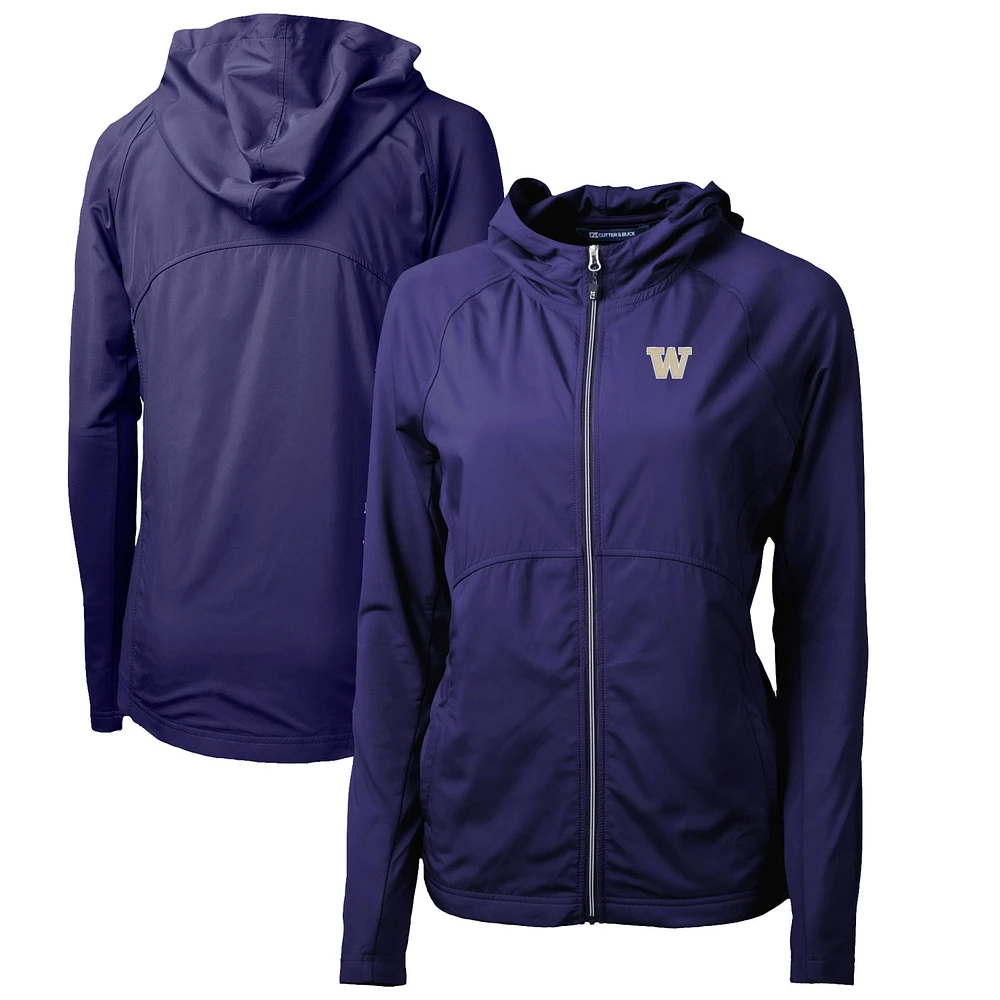 Women's Cutter & Buck Purple Washington Huskies Adapt Eco Knit Full-Zip Hoodie