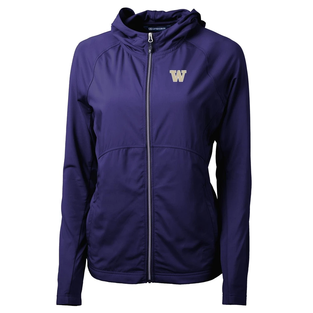 Women's Cutter & Buck Purple Washington Huskies Adapt Eco Knit Full-Zip Hoodie
