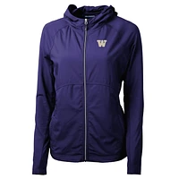 Women's Cutter & Buck Purple Washington Huskies Adapt Eco Knit Full-Zip Hoodie