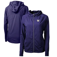 Women's Cutter & Buck Purple Washington Huskies Adapt Eco Knit Full-Zip Hoodie