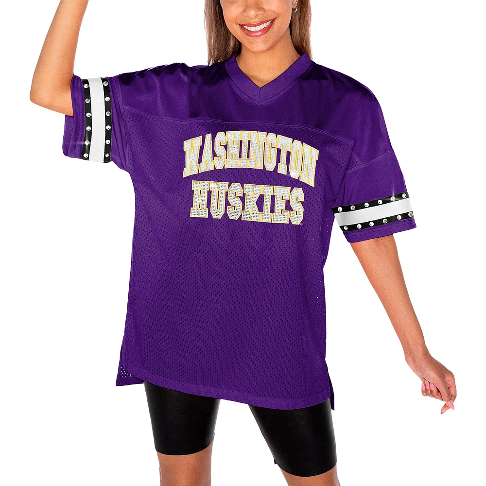 T-shirt tendance violet à strass pour femme Gameday Couture Washington Huskies Until Kickoff