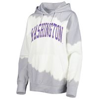 Women's Gameday Couture White/Gray Washington Huskies For the Fun Double Dip-Dyed Pullover Hoodie