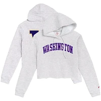 Women's League Collegiate Wear Ash Washington Huskies 2-Hit 1636 Cropped Pullover Hoodie