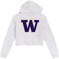 Women's League Collegiate Wear Ash Washington Huskies 2-Hit 1636 Cropped Pullover Hoodie