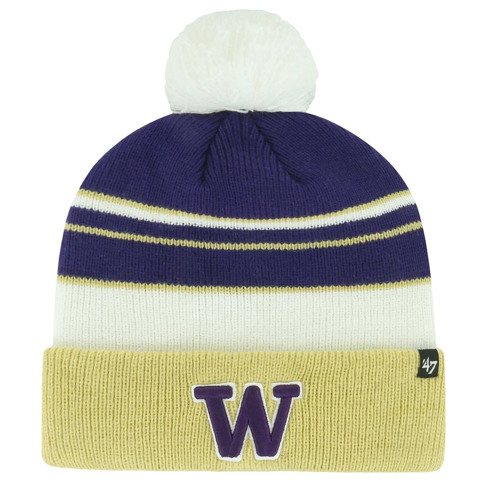 Bonnet en tricot à revers et pompon violet pour jeunes Huskies de Washington Peewee '47