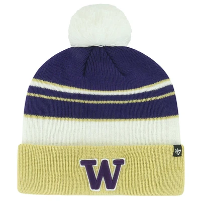 Bonnet en tricot à revers et pompon violet pour jeunes Huskies de Washington Peewee '47