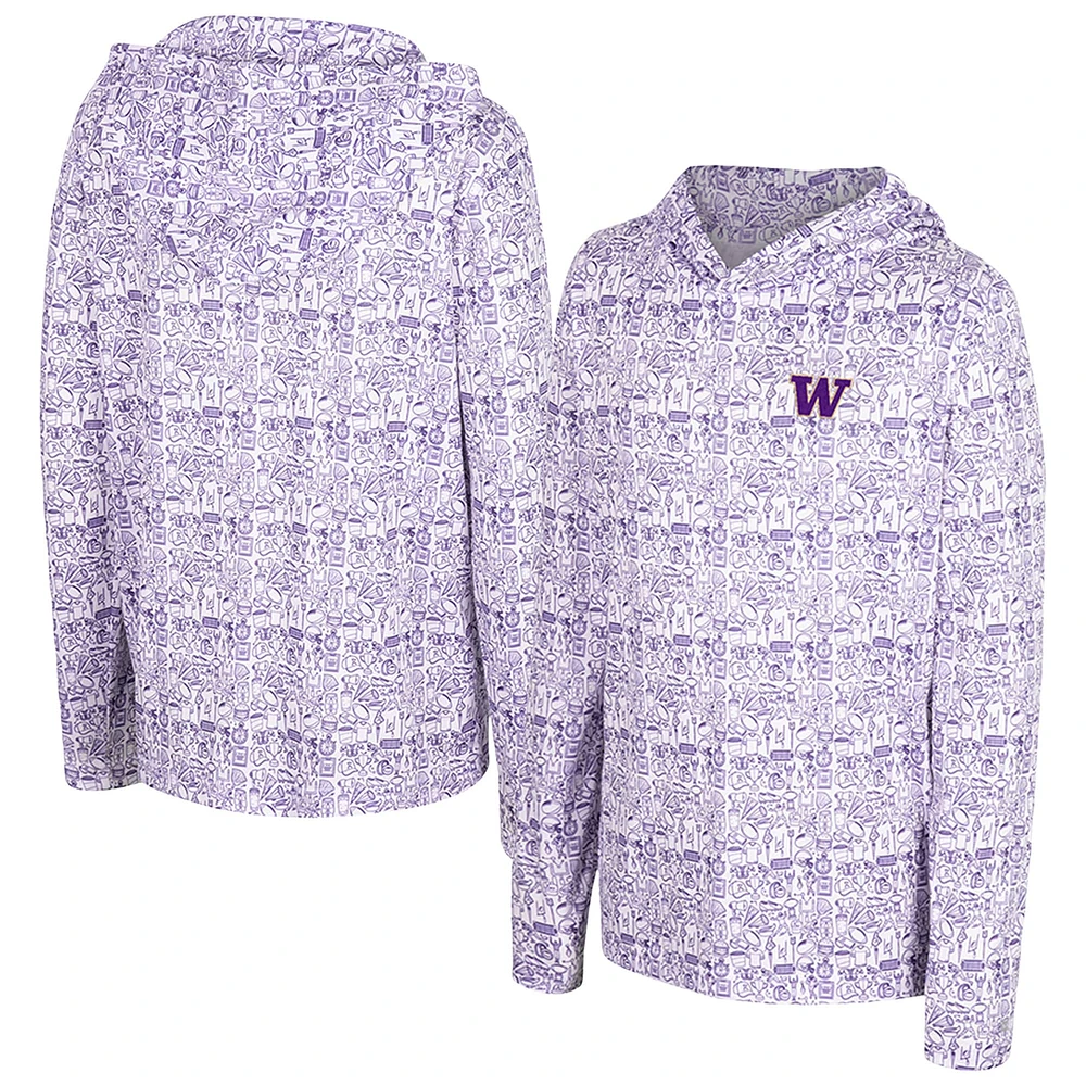 Sweat à capuche violet imprimé intégral Washington Huskies pour jeunes Colosseum