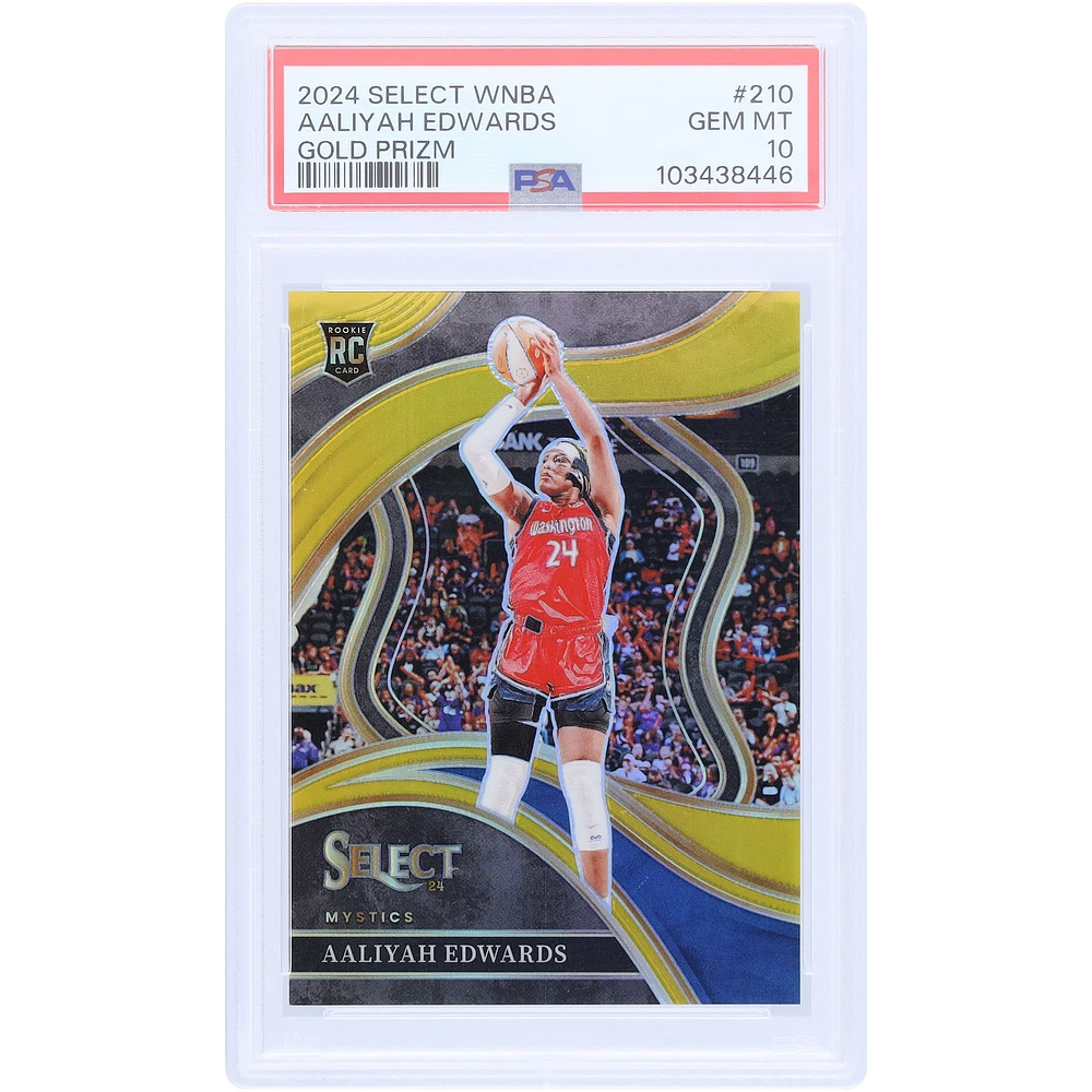 Aaliyah Edwards Washington Mystics 2024 Panini Select WNBA Gold Prizm #210 #3/10 PSA Authenticated 10 Rookie Card