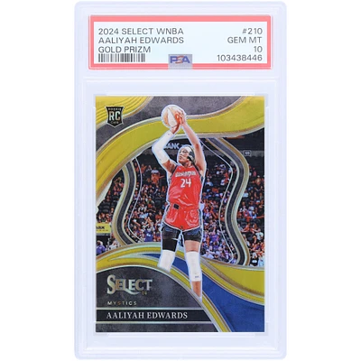Aaliyah Edwards Washington Mystics 2024 Panini Select WNBA Gold Prizm #210 #3/10 PSA Authenticated 10 Rookie Card