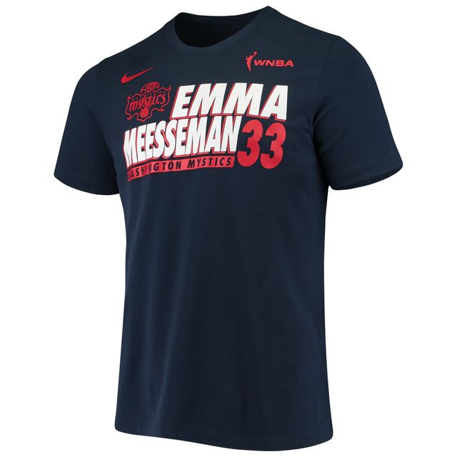 T-shirt de performance avec nom et numéro Washington Mystics Nike Emma Meesseman pour homme, bleu marine