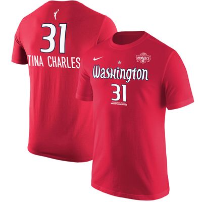 Men's Nike Tina Charles Red Washington Mystics Explorer Edition Name & Number T-Shirt