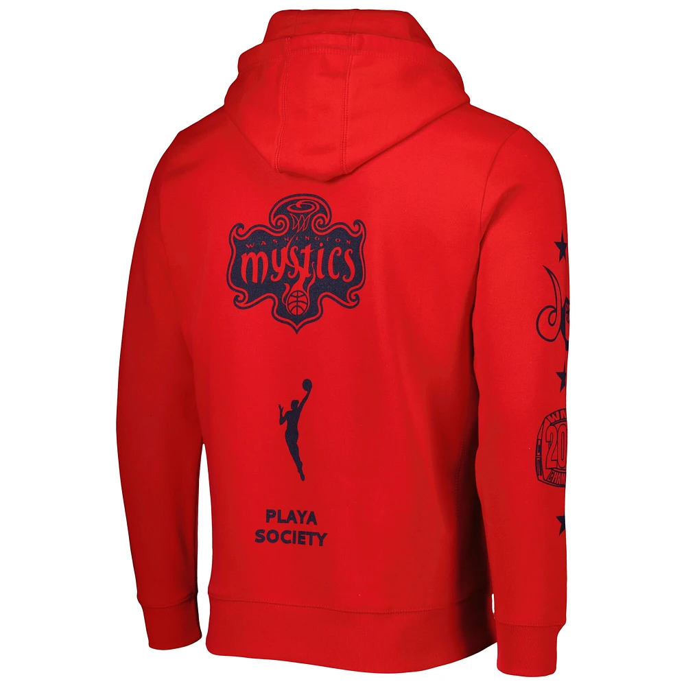 Playa Society Rouge Washington Mystics Legacy Logo Sweat à capuche épais