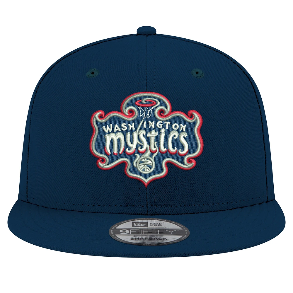 Casquette unisexe New Era bleu marine avec logo Washington Mystics 9FIFTY à pression arrière